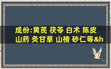 成份:黄芪 茯苓 白术 陈皮 山药 灸甘草 山楂 砂仁等…